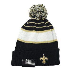 New Era New Orleans Saints Knit Beanie Pom Hat OS Black Gold NFL Winter Cap NWT